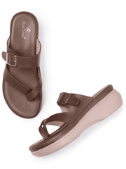 Marc Loire Womes Brown Casual Open Back Fashion Sandals Heels