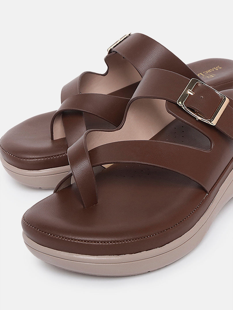 Marc Loire Womes Brown Casual Open Back Fashion Sandals Heels