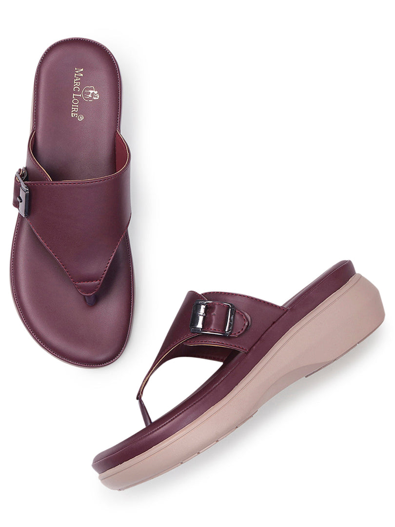 Marc Loire Womes Wine Casual Open Back Fashion Sandals Heels