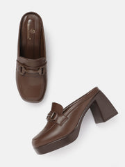 Marc Loire Women Solid Brown Buckles Loafers