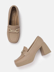 Marc Loire Women Solid Beige Buckles Loafers