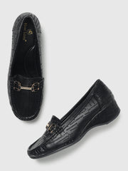 Marc Loire Women Solid Black Buckles Loafers