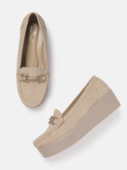 Marc Loire Women Solid Cream Buckles Loafers