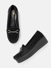Marc Loire Women Solid Black Buckles Loafers