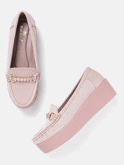 Marc Loire Women Solid Pink Buckles Loafers