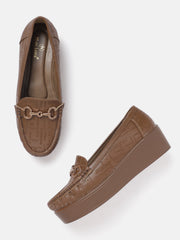 Marc Loire Women Solid Brown Buckles Loafers