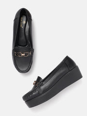 Marc Loire Women Solid Black Buckles Loafers