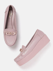 Marc Loire Women Solid Nude Buckles Loafers