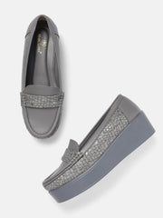 Marc Loire Women Solid Dark Grey Western - Embellished Loafers