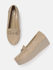 Marc Loire Women Solid Cream Buckles Loafers