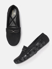 Marc Loire Women Solid Black Buckles Loafers