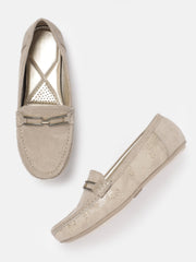 Marc Loire Women Solid Cream Buckles Loafers