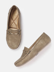 Marc Loire Women Solid Copper Buckles Loafers