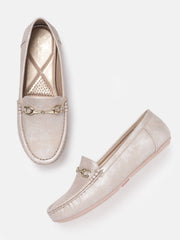 Marc Loire Women Solid Rose Gold Buckles Loafers