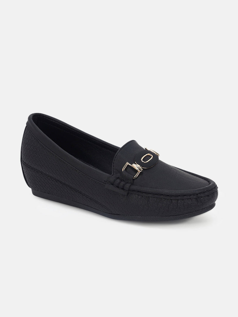 Marc Loire Womens Black Slip-On Comfort Insole Loafers