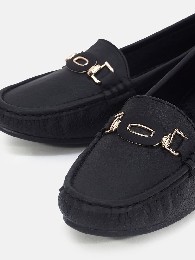 Marc Loire Womens Black Slip-On Comfort Insole Loafers