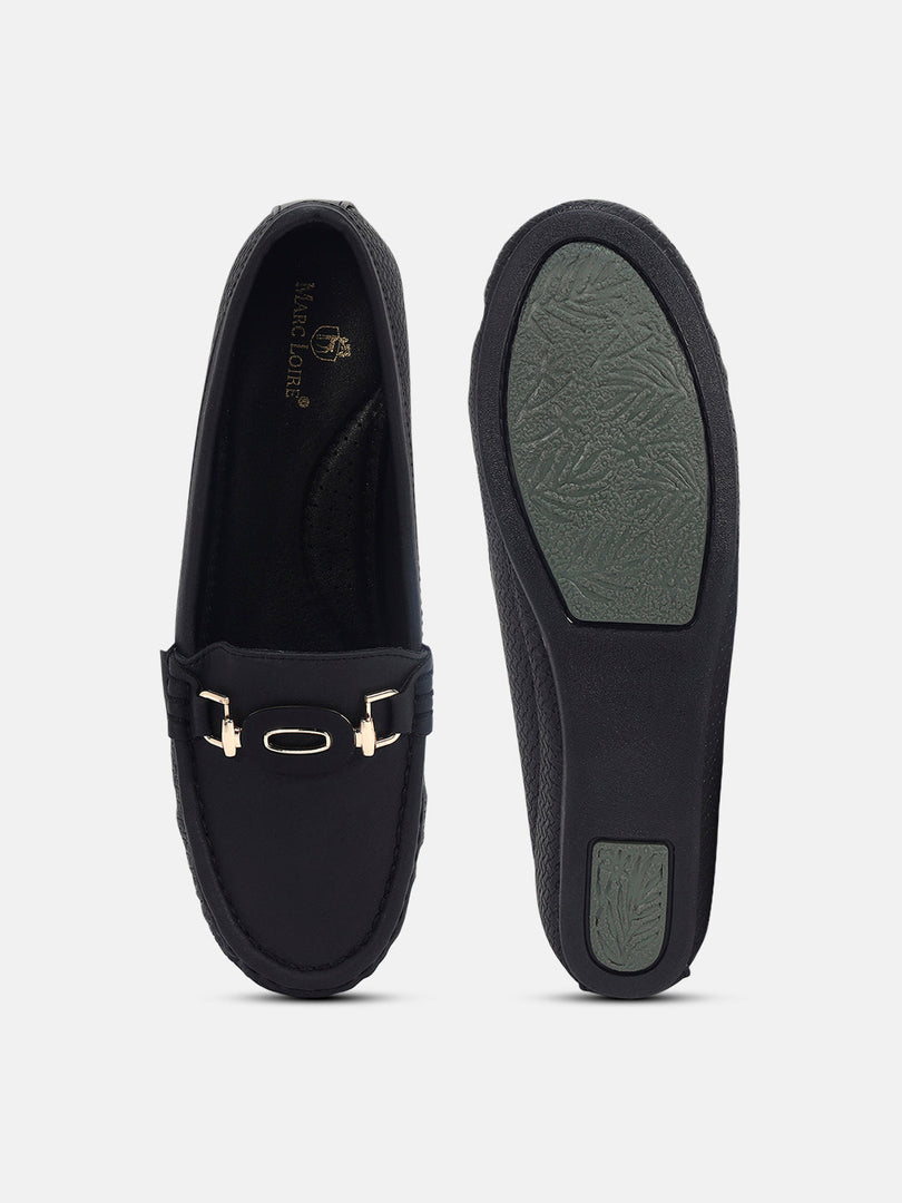 Marc Loire Womens Black Slip-On Comfort Insole Loafers