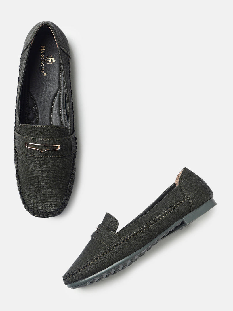 Marc Loire Womens Hunter Green Slip-On Comfort Insole Loafers
