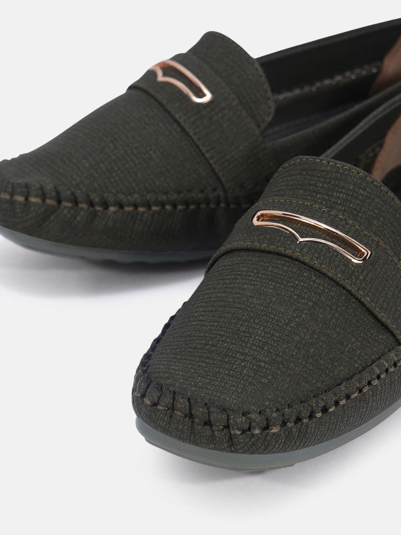 Marc Loire Womens Hunter Green Slip-On Comfort Insole Loafers