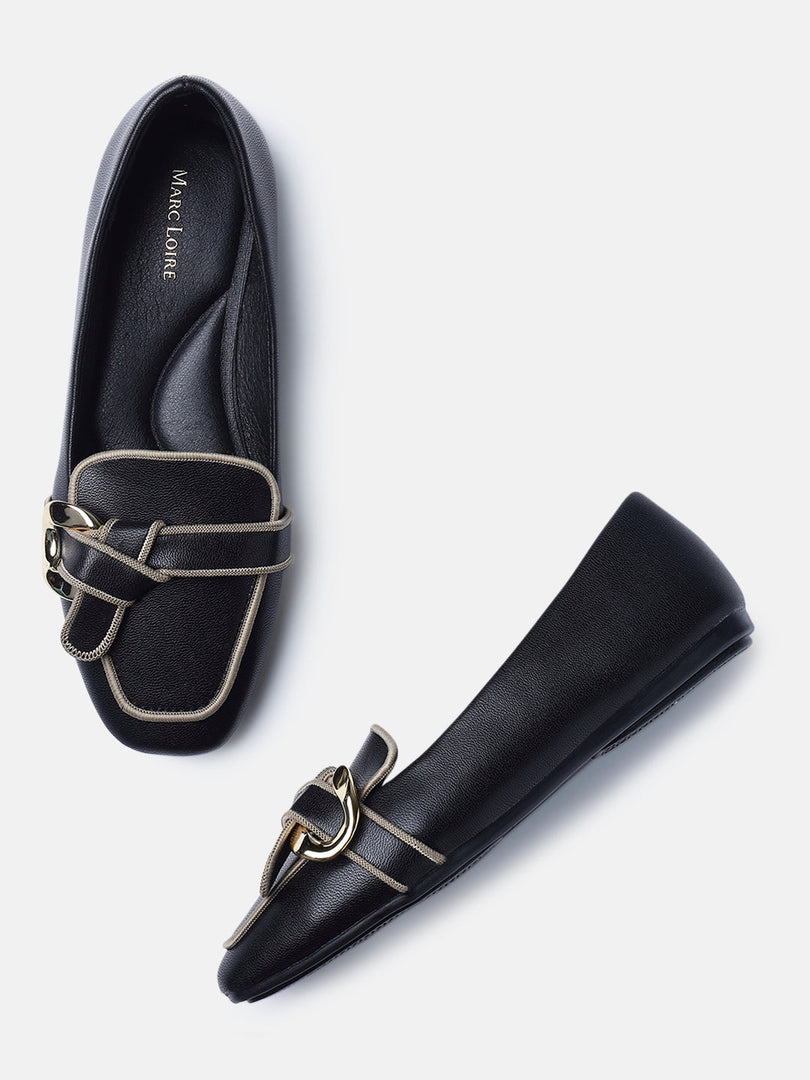 Marc Loire Womens Black Fashion Slip-On Loafers