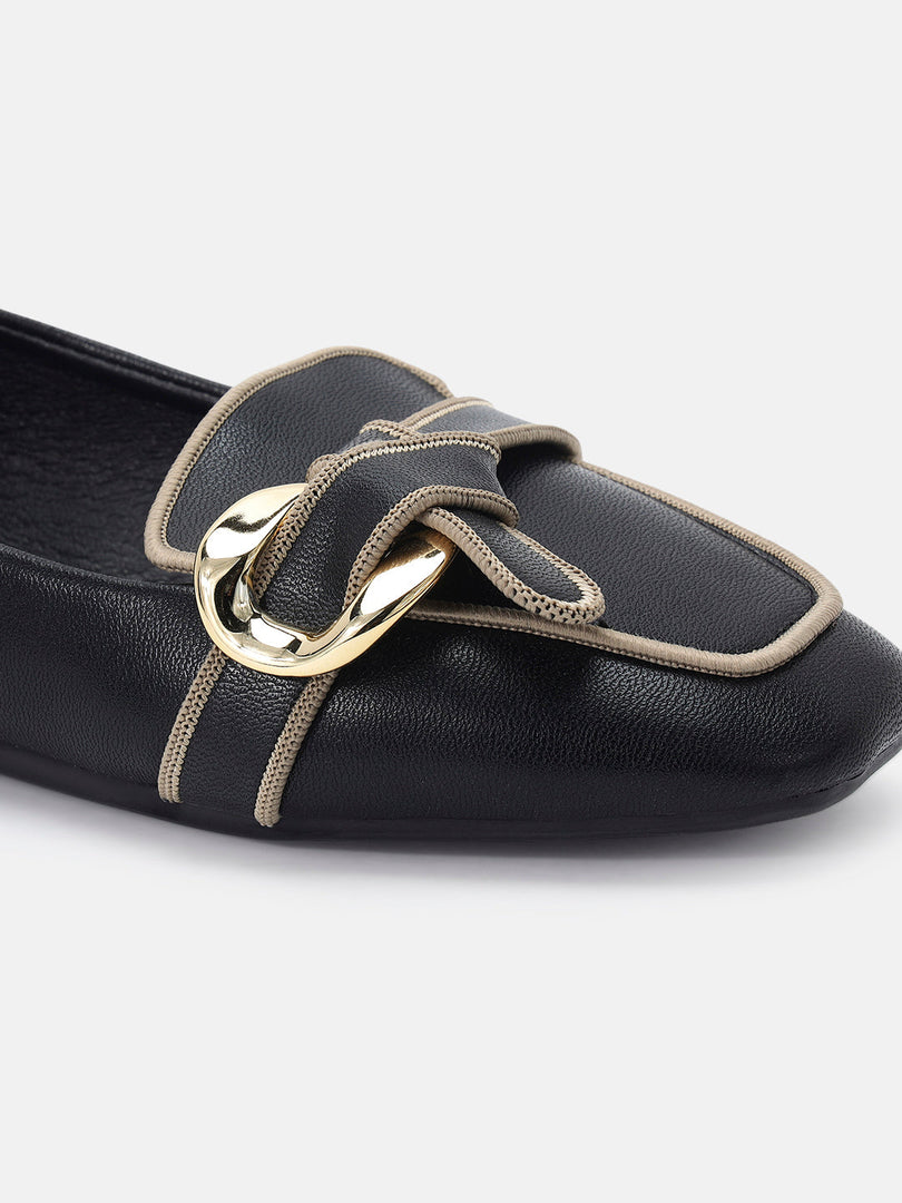 Marc Loire Womens Black Fashion Slip-On Loafers