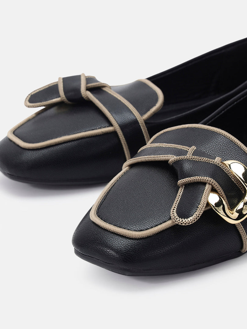 Marc Loire Womens Black Fashion Slip-On Loafers