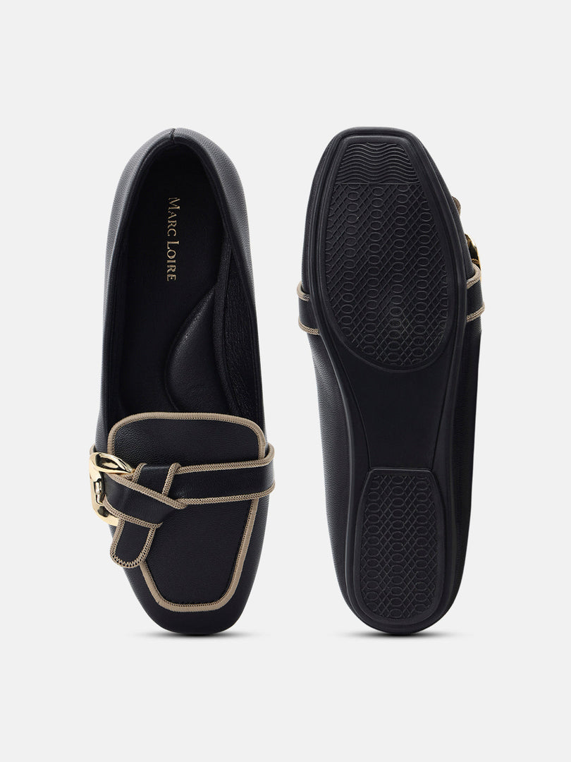 Marc Loire Womens Black Fashion Slip-On Loafers