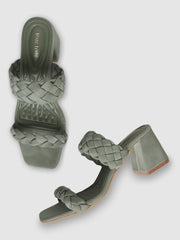 Braided Strap Solid Heels