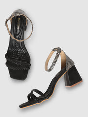 Black Textured Heels