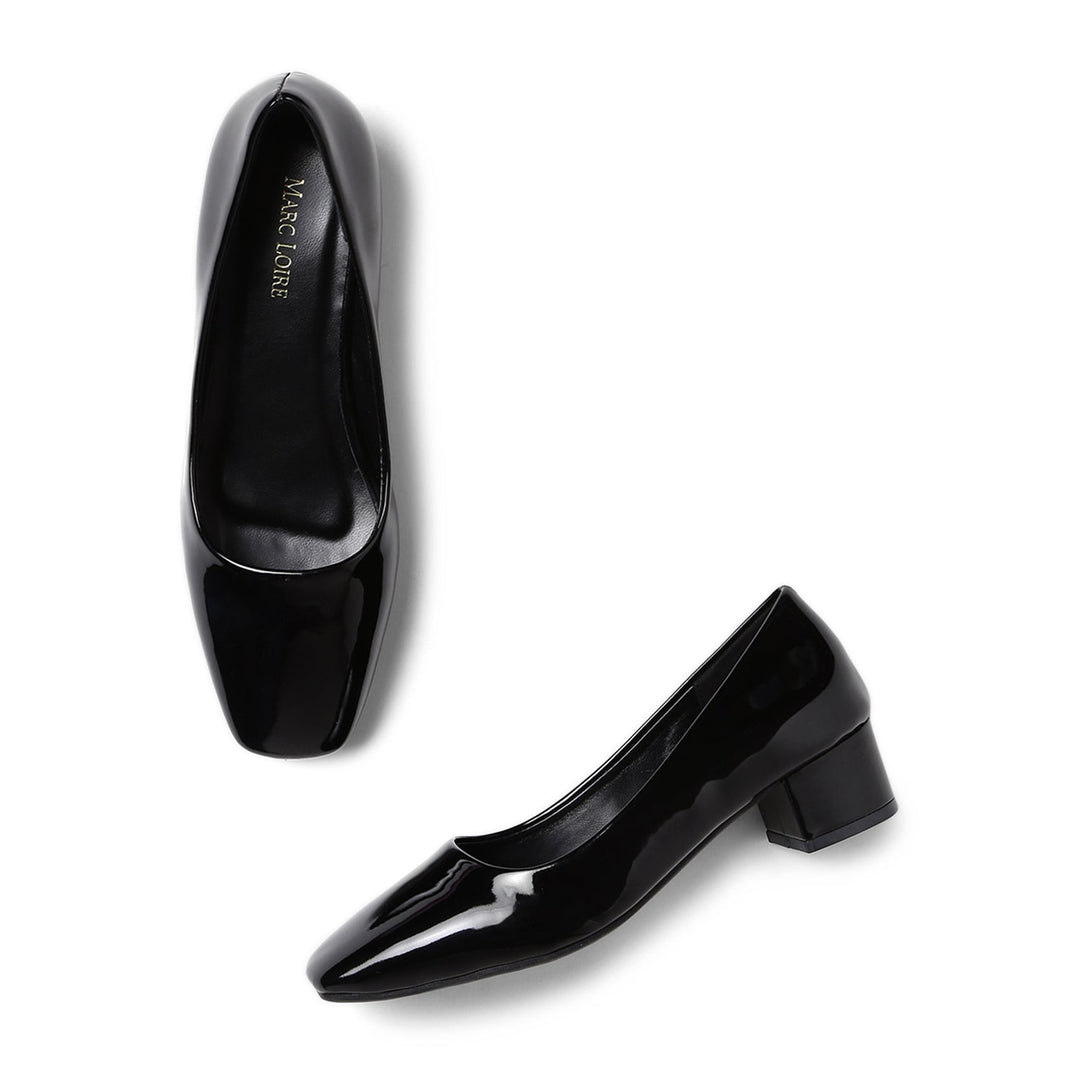 Marc Loire Women Square Toe Solid Block Heel Pumps for Office, Party and Formal Wear