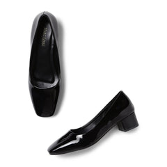 Marc Loire Women Square Toe Solid Block Heel Pumps for Office, Party and Formal Wear