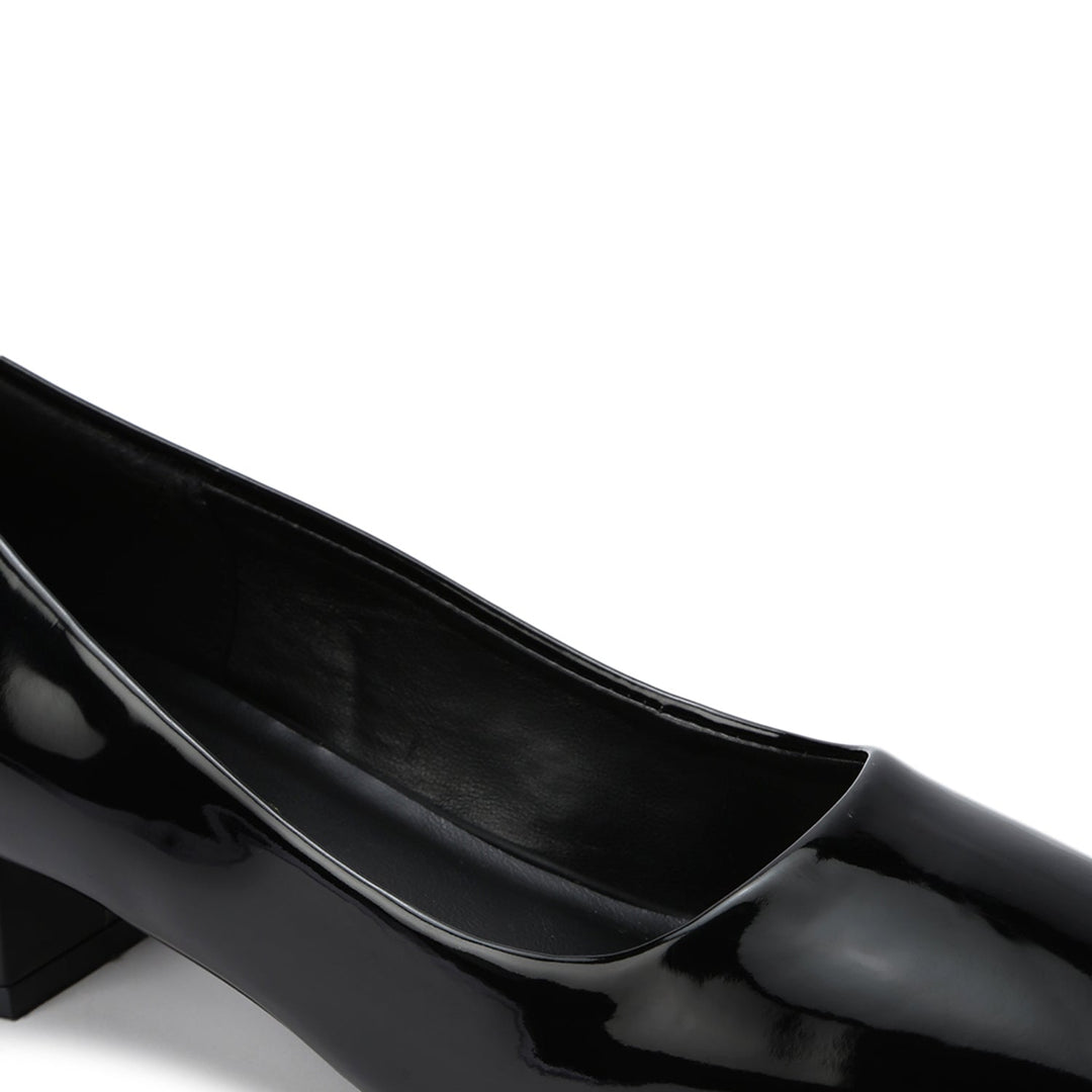 Marc Loire Women Square Toe Solid Block Heel Pumps for Office, Party and Formal Wear