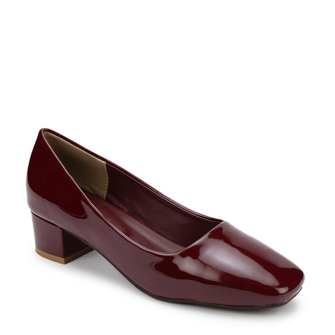 Marc Loire Women Square Toe Solid Block Heel Pumps for Office, Party and Formal Wear