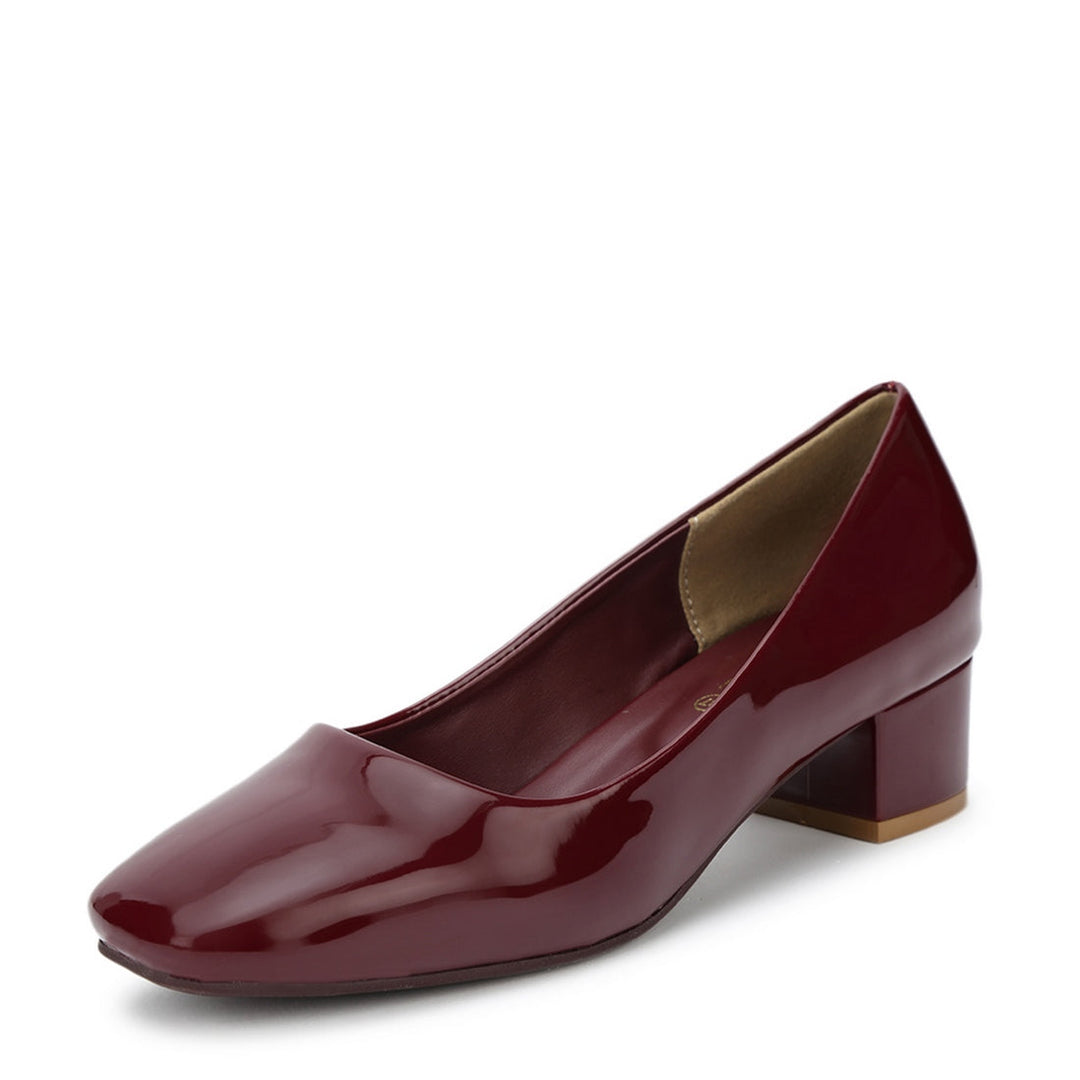 Marc Loire Women Square Toe Solid Block Heel Pumps for Office, Party and Formal Wear