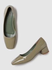 Marc Loire Women Olive Square Toe Block Solid Block
