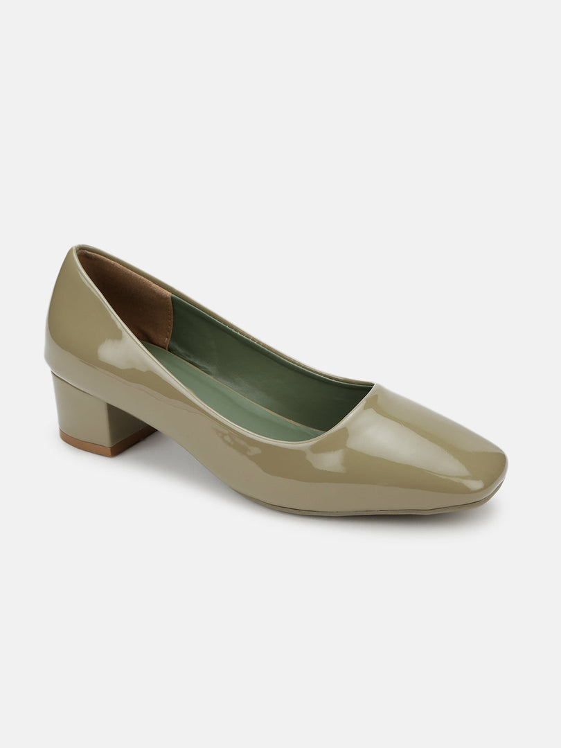 Marc Loire Women Olive Square Toe Block Solid Block