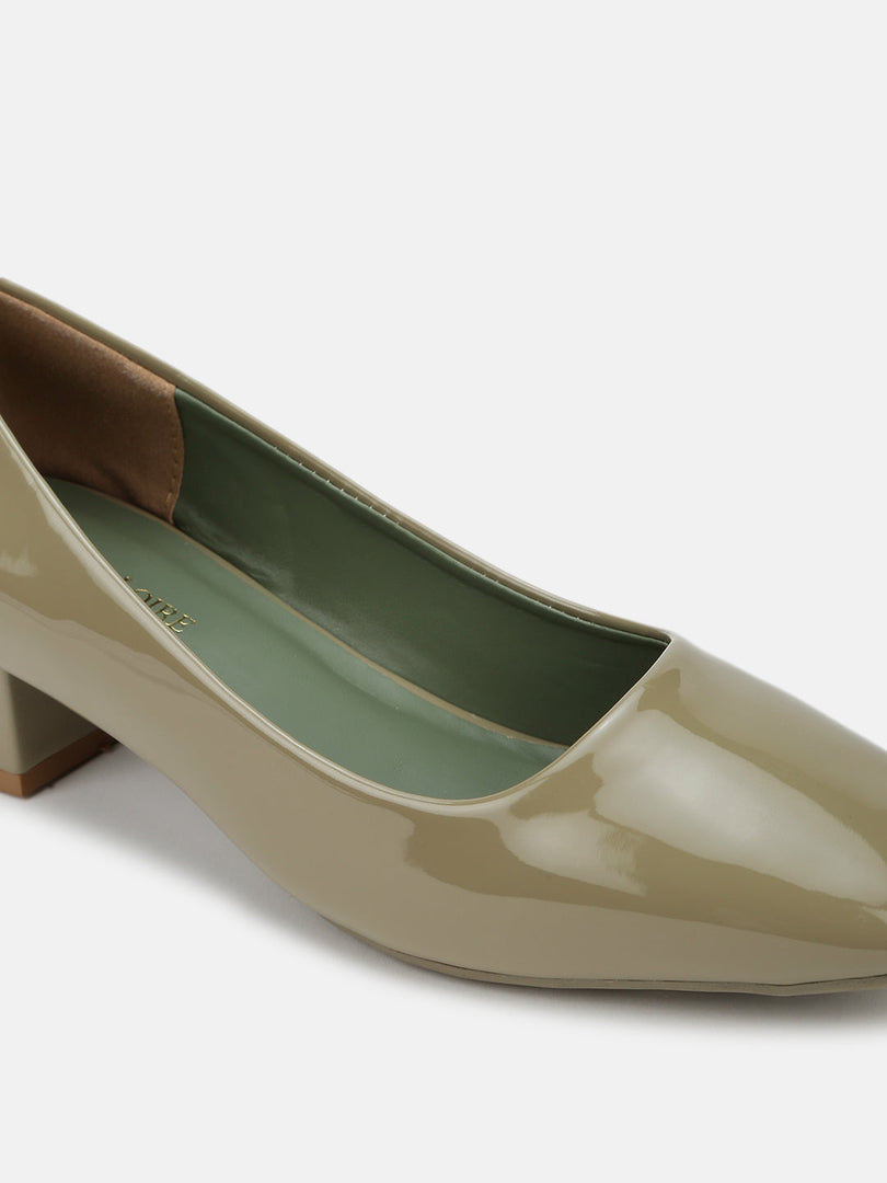 Marc Loire Women Olive Square Toe Block Solid Block