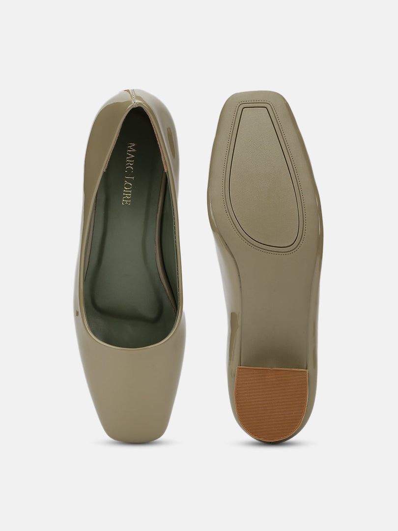 Marc Loire Women Olive Square Toe Block Solid Block