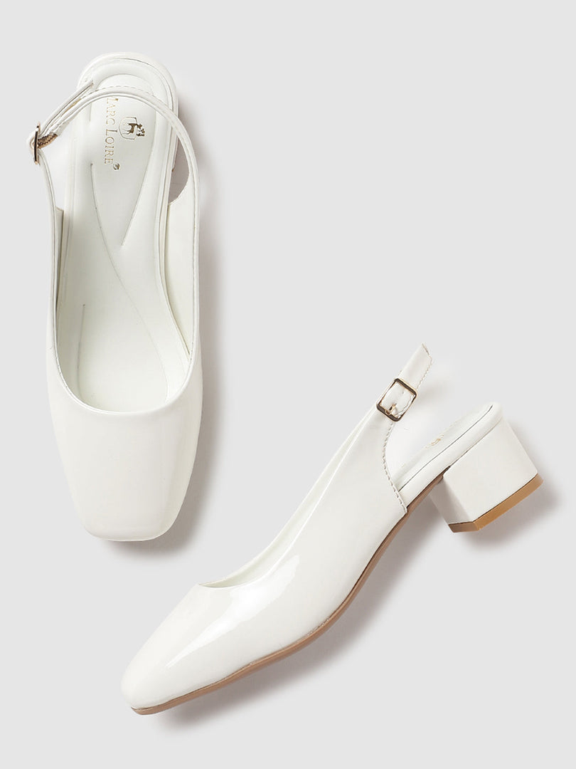 Marc Loire Women White Solid Block Heels