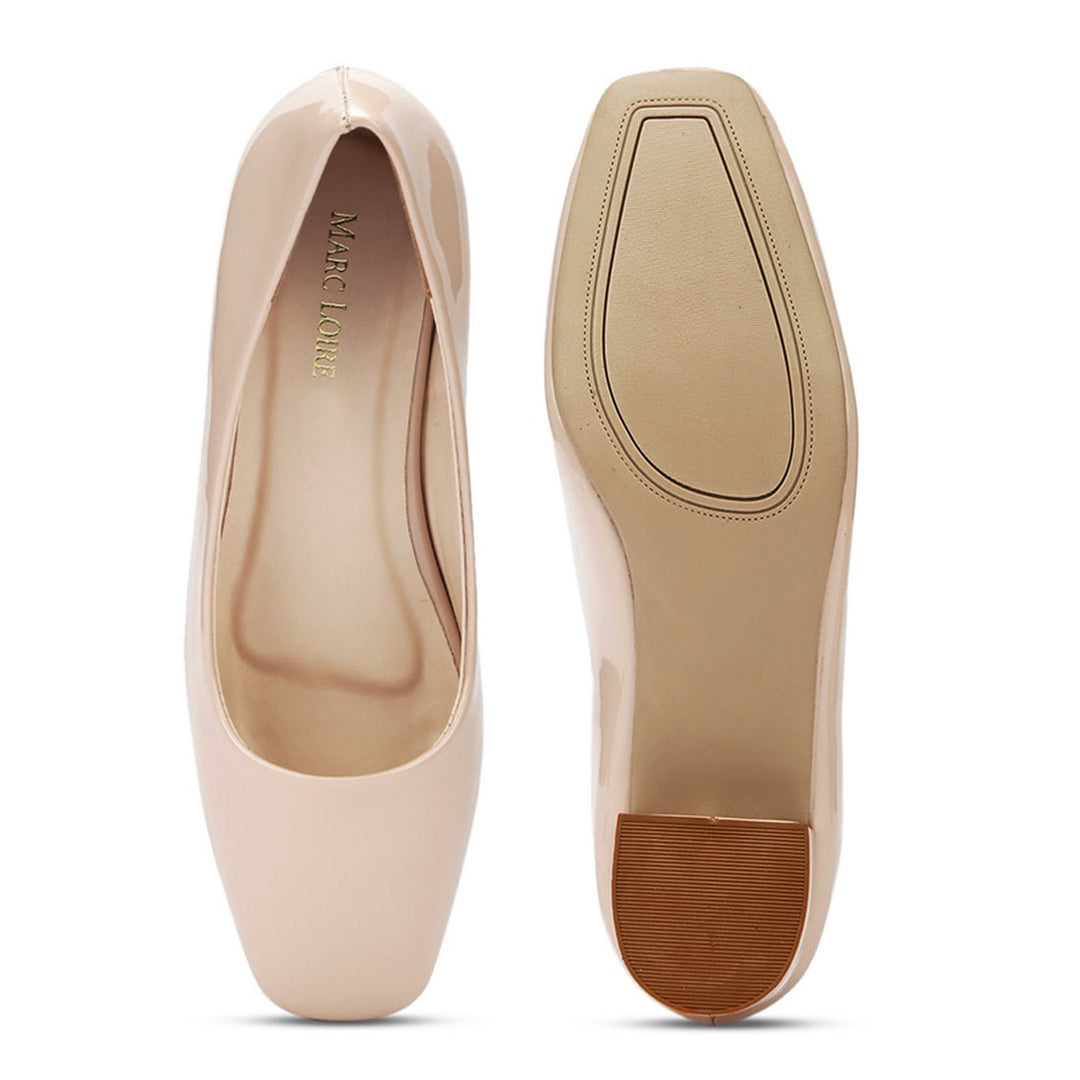 Marc Loire Women Square Toe Solid Block Heel Pumps for Office, Party and Formal Wear