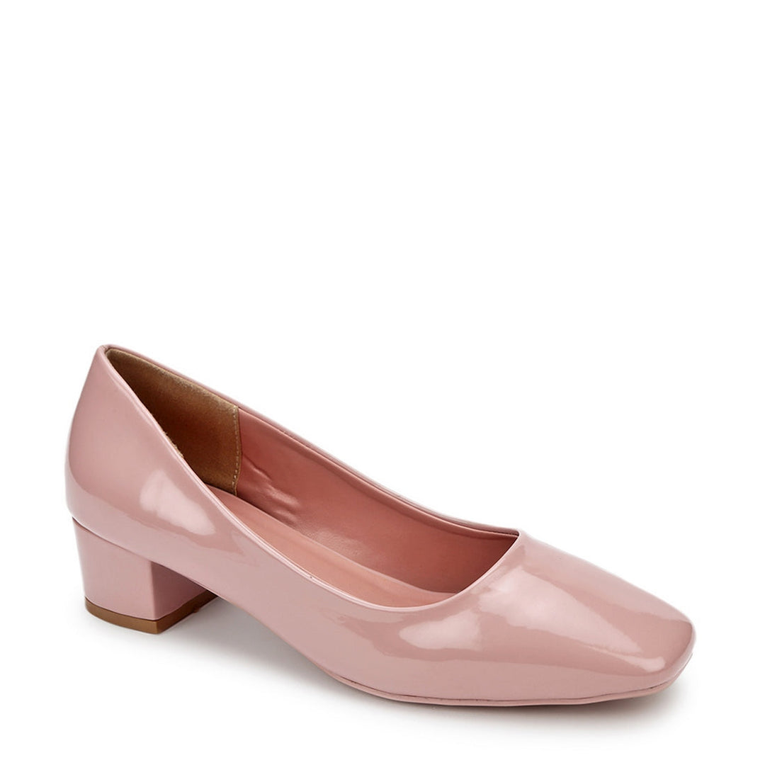 Marc Loire Women Square Toe Solid Block Heel Pumps for Office, Party and Formal Wear