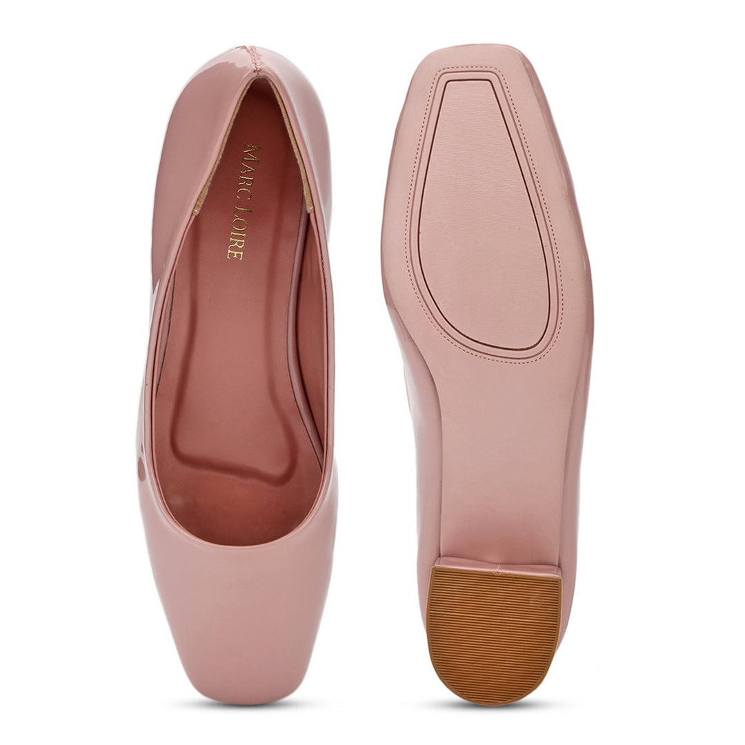 Marc Loire Women Square Toe Solid Block Heel Pumps for Office, Party and Formal Wear