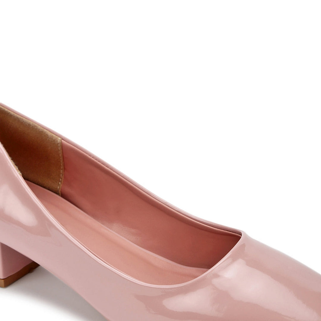 Marc Loire Women Square Toe Solid Block Heel Pumps for Office, Party and Formal Wear