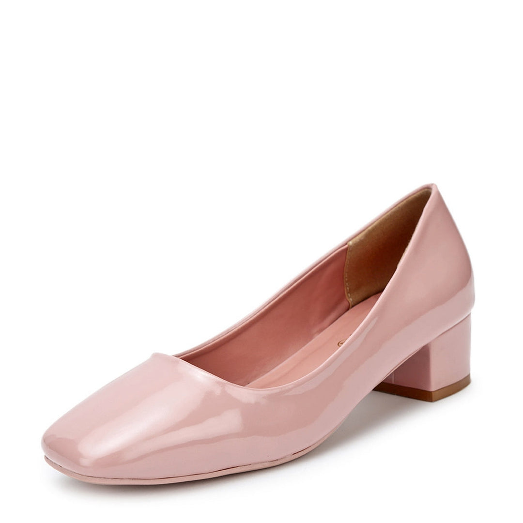 Marc Loire Women Square Toe Solid Block Heel Pumps for Office, Party and Formal Wear