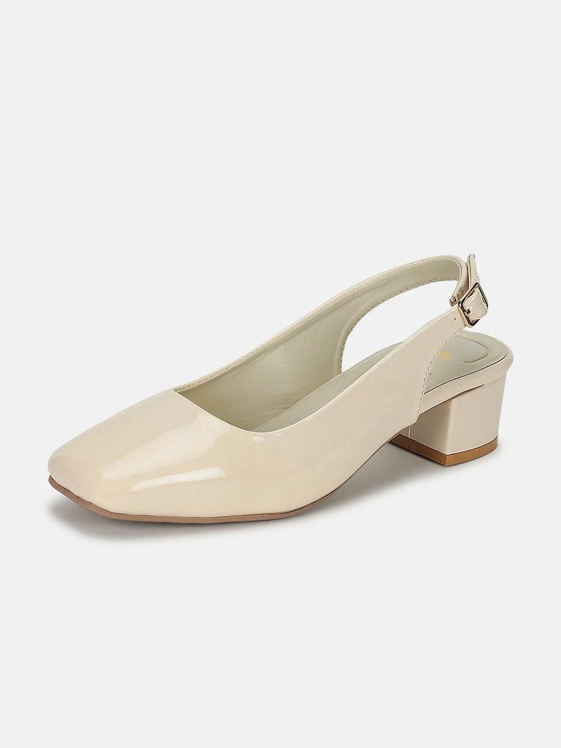 Marc Loire Women Cream Solid Block Heels