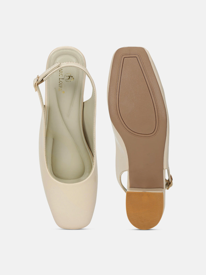 Marc Loire Women Cream Solid Block Heels