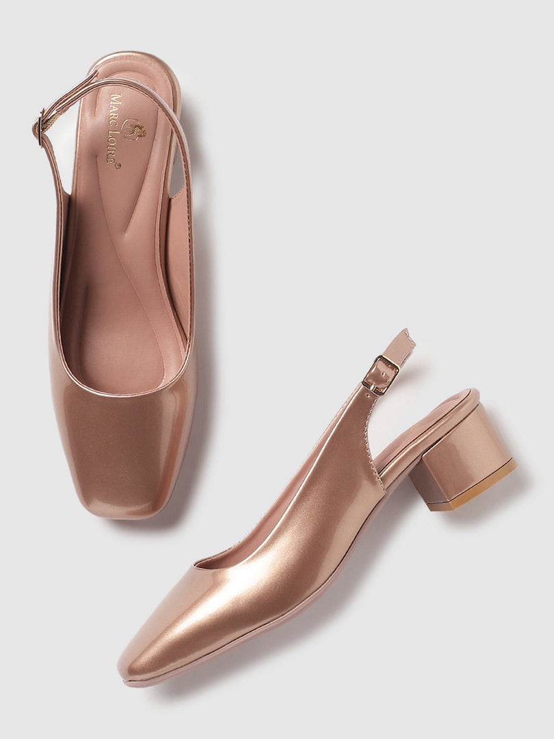 Marc Loire Women Rose Gold Solid Block Heels