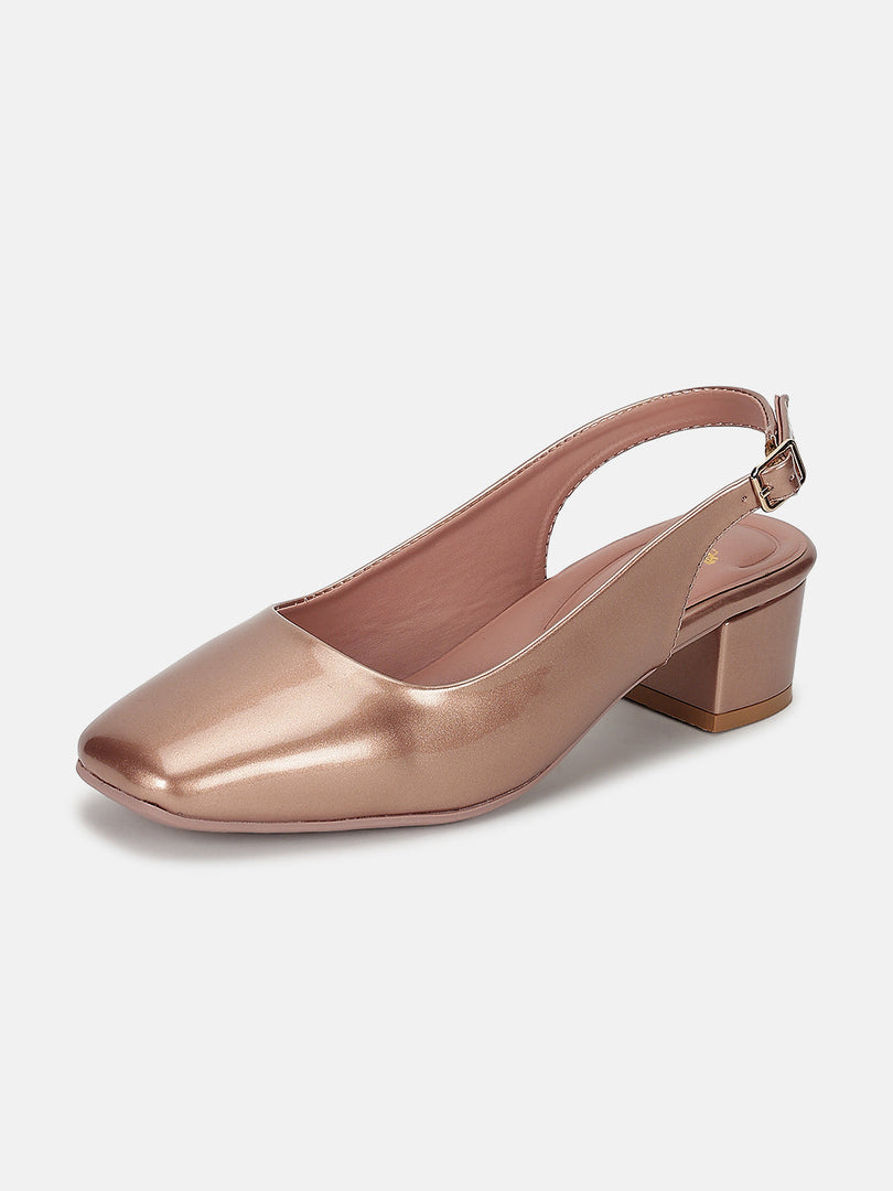 Marc Loire Women Rose Gold Solid Block Heels