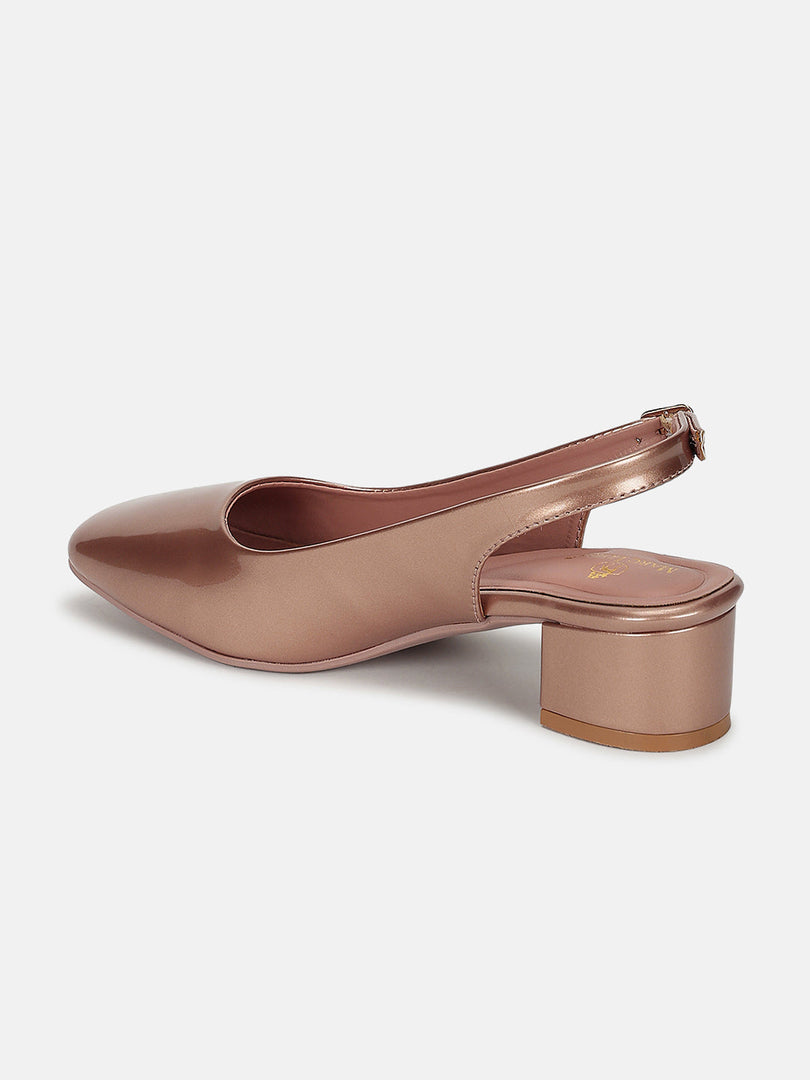 Marc Loire Women Rose Gold Solid Block Heels