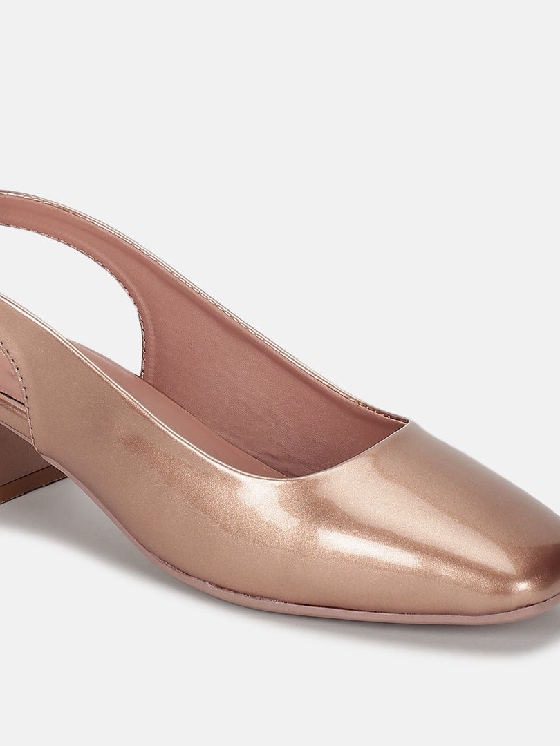 Marc Loire Women Rose Gold Solid Block Heels
